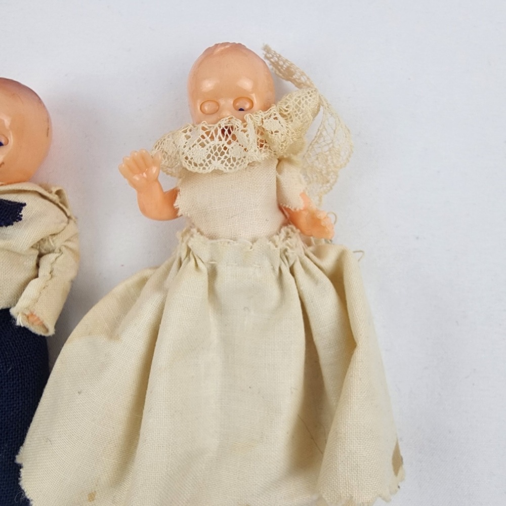 Vintage Composite Doll Miniture Bride Groom Arms Legs Eye Moving 3.5 in - Picture 3 of 8
